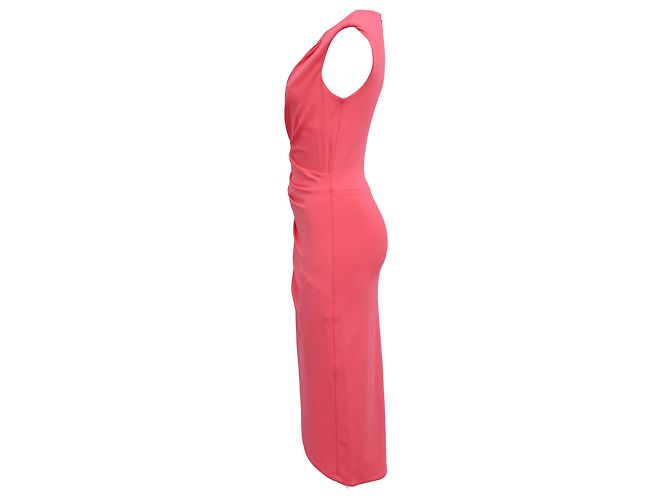Abito midi in viscosa rosa con maniche corte e arricciature di Michael Kors Marrone - vista 2