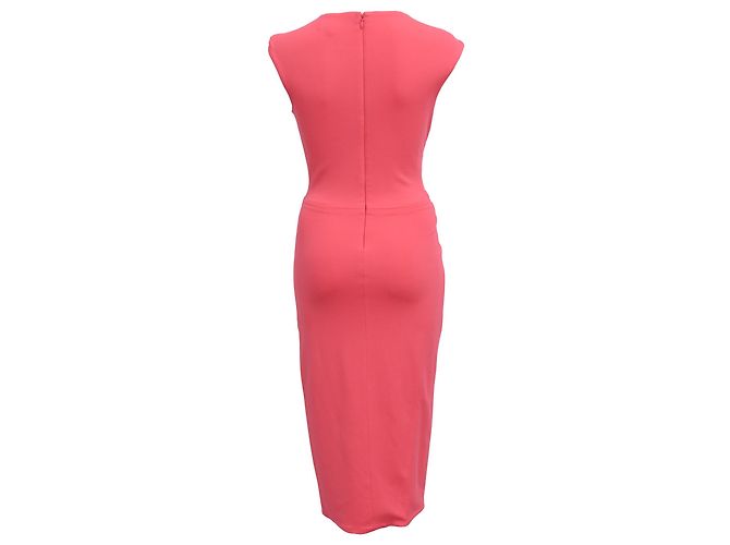 Abito midi in viscosa rosa con maniche corte e arricciature di Michael Kors Marrone - vista 3