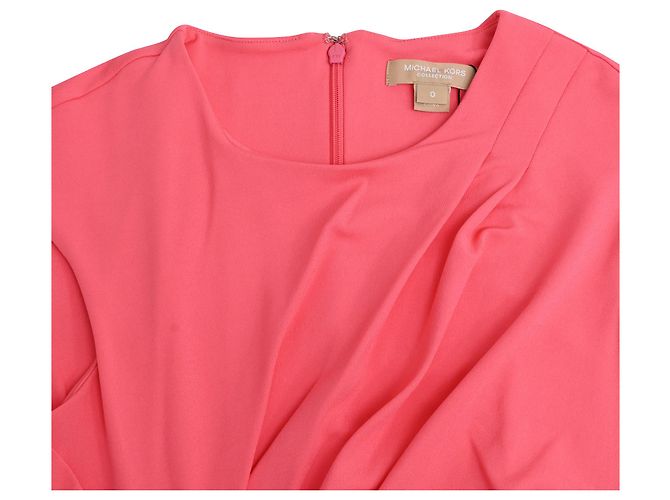 Abito midi in viscosa rosa con maniche corte e arricciature di Michael Kors Marrone - vista 5