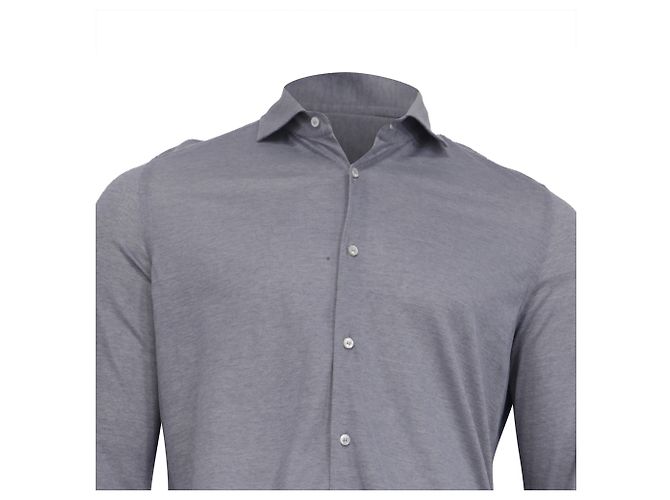 Loro Piana Button-Down Langarmhemd aus grauer Baumwolle - Ansicht 2