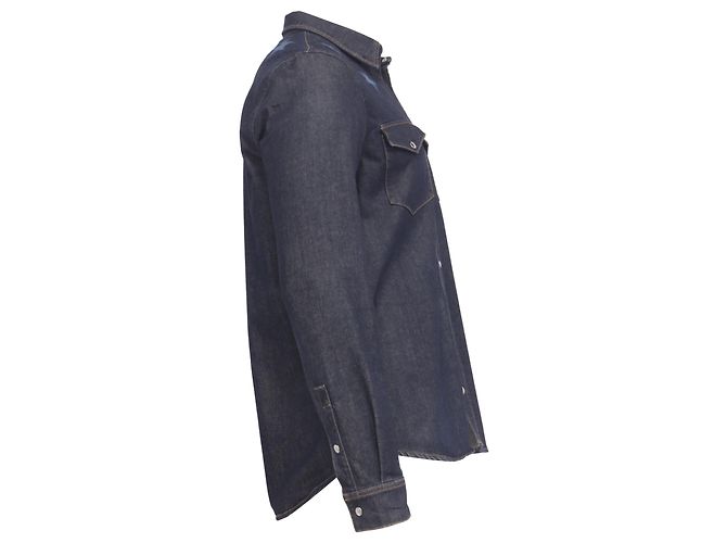 Camicia in denim blu con bottoni ricamata con stelle Givenchy - vista 3