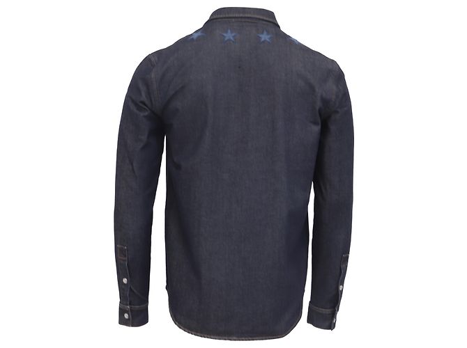Camicia in denim blu con bottoni ricamata con stelle Givenchy - vista 4