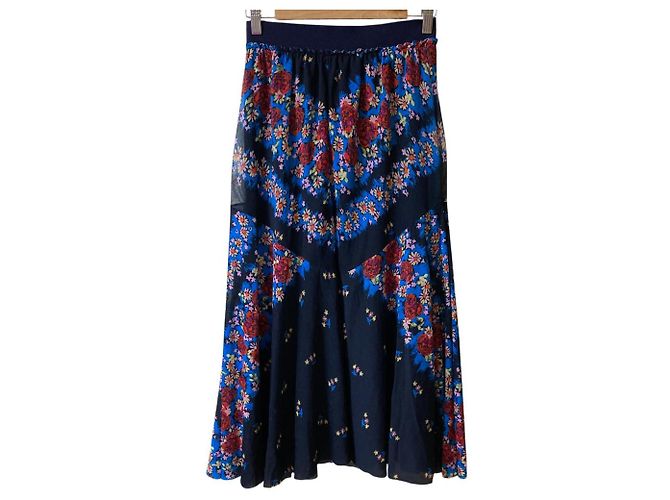 Autre Marque Falda de red con estampado floral Vivienne Tam Azul - vista 2