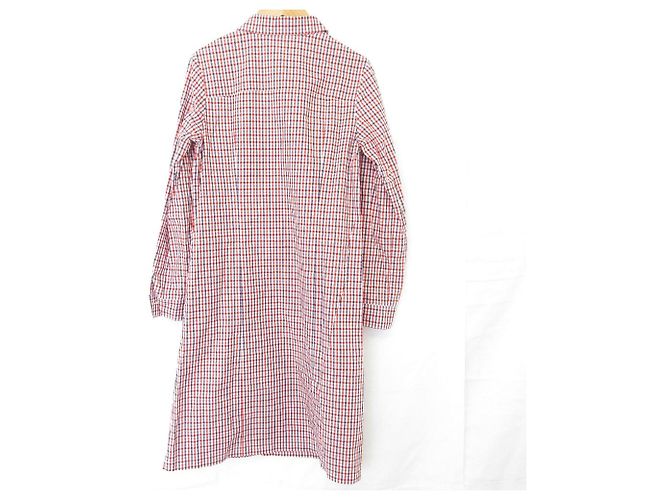 Autre Marque Yorkland Karo Langarmhemd Kleid Weiß Rot Marineblau - Ansicht 2