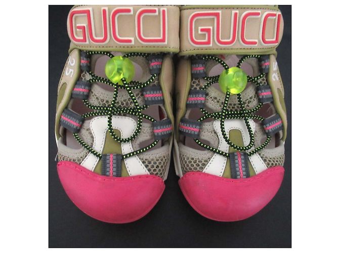 Sandali in rete Velcro Gucci Multicolore Beige - vista 5