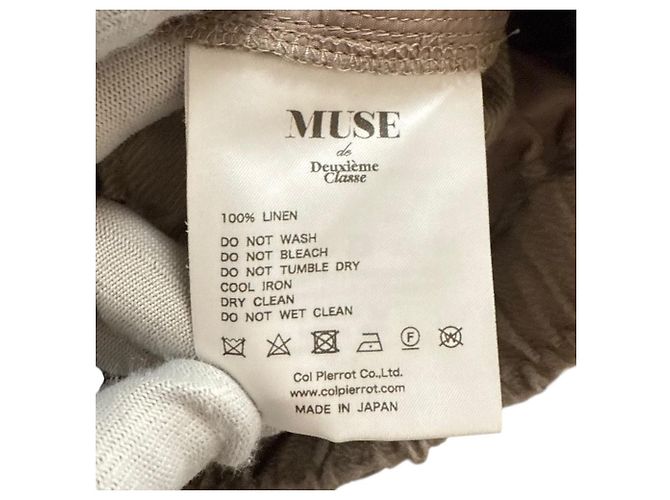 Autre Marque Leinenhose Col Pierrot Beige - Ansicht 10