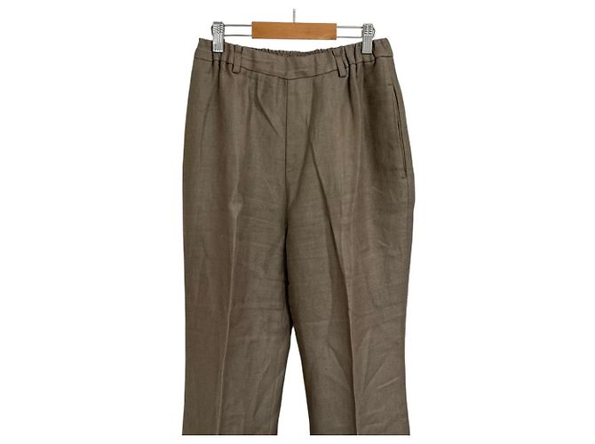 Autre Marque Leinenhose Col Pierrot Beige - Ansicht 3