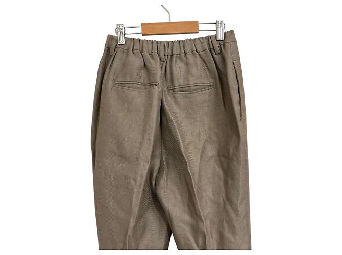 Autre Marque Leinenhose Col Pierrot Beige - Ansicht 5