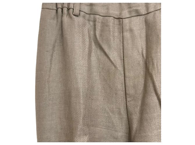 Autre Marque Leinenhose Col Pierrot Beige - Ansicht 6