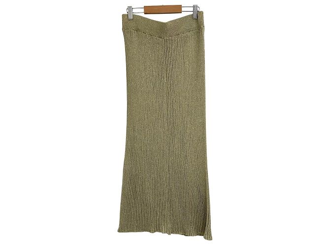 Autre Marque Lange Strickrock aus laminiertem Mischfarben ebure Golden - Ansicht 2