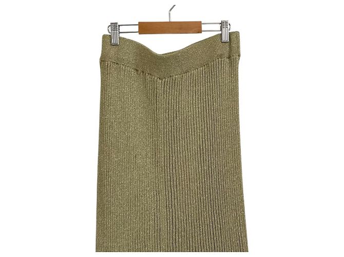 Autre Marque Lange Strickrock aus laminiertem Mischfarben ebure Golden - Ansicht 3