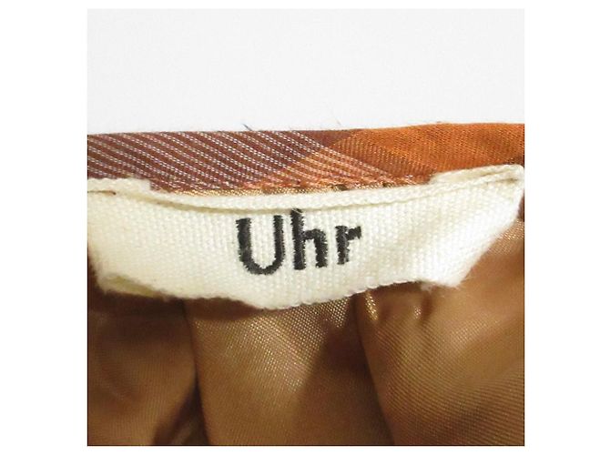 Autre Marque Uhr Check Kleid Braun Weiß Blau Orange - Ansicht 8