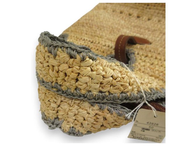 Autre Marque Genten Häkel-Raffia-Handtasche Beige - Ansicht 12