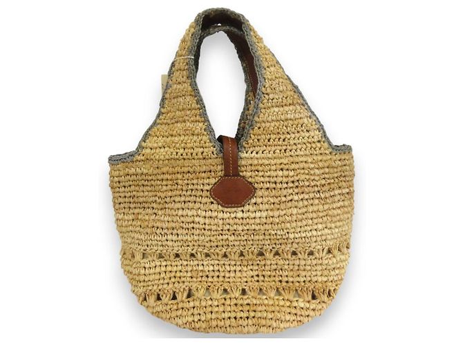 Autre Marque Genten Häkel-Raffia-Handtasche Beige - Ansicht 2