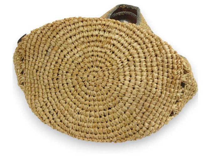 Autre Marque Genten Häkel-Raffia-Handtasche Beige - Ansicht 3