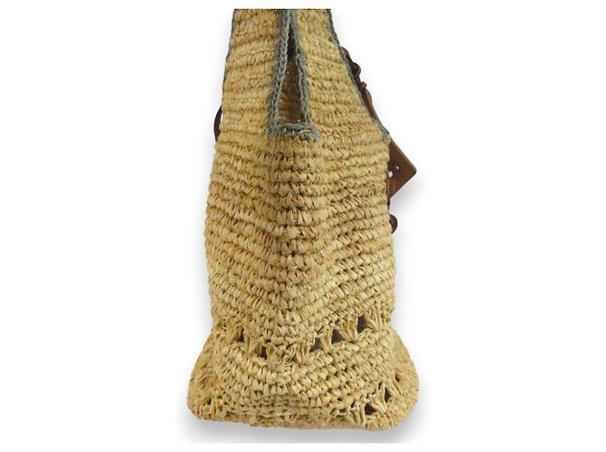 Autre Marque Genten Häkel-Raffia-Handtasche Beige - Ansicht 4