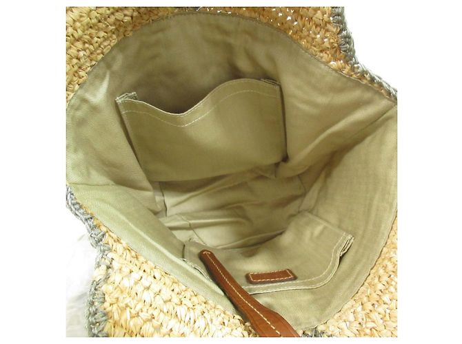 Autre Marque Genten Häkel-Raffia-Handtasche Beige - Ansicht 7