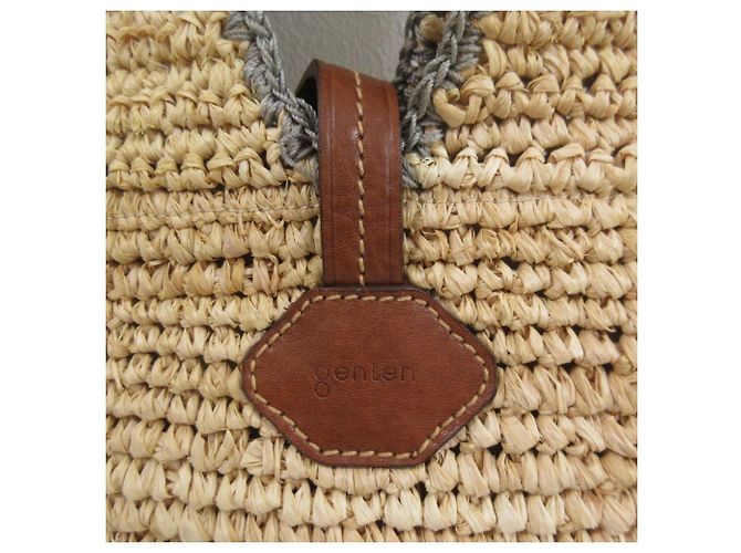 Autre Marque Genten Häkel-Raffia-Handtasche Beige - Ansicht 9