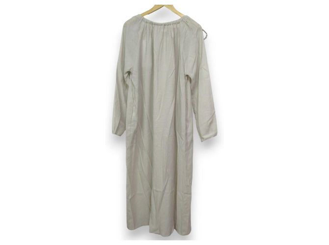 Autre Marque SEEALL GATHER DRESS Silk Blend Dress Beige - view 2