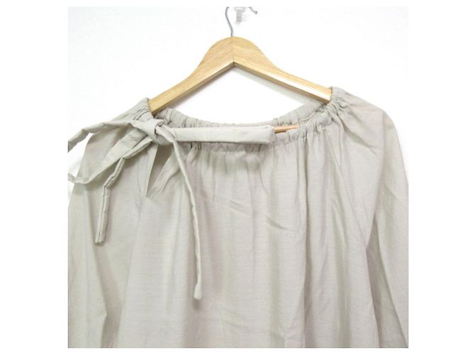 Autre Marque SEEALL GATHER DRESS Silk Blend Dress Beige - view 3