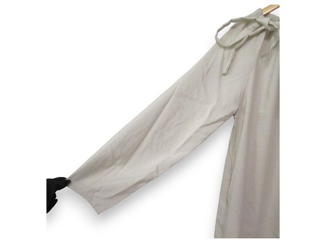 Autre Marque SEEALL GATHER DRESS Silk Blend Dress Beige - view 4