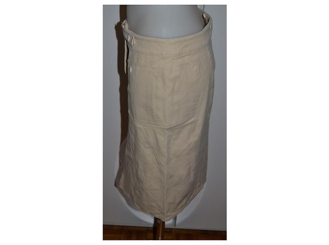 Pantalones elásticos Versus de algodón beige - vista 2