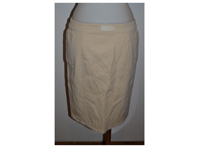 Pantalones elásticos Versus de algodón beige - vista 3