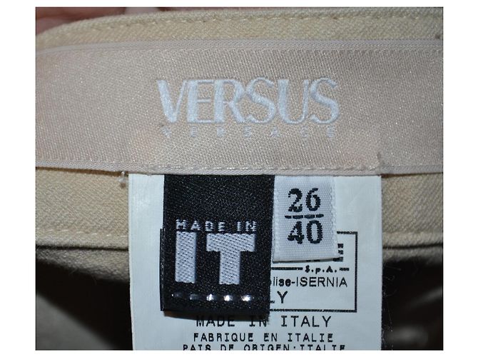 Pantalones elásticos Versus de algodón beige - vista 5