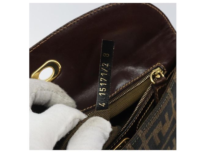 Borsa a mano in tela Zucca FENDI nera e marrone Auth 159734 Nero - vista 11