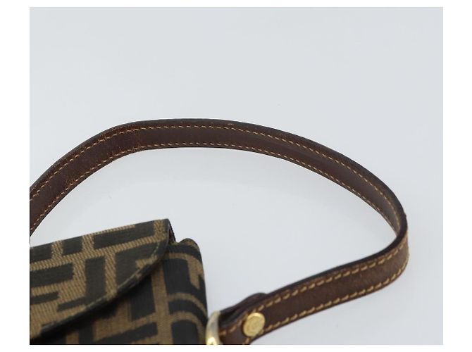 Borsa a mano in tela Zucca FENDI nera e marrone Auth 159734 Nero - vista 14