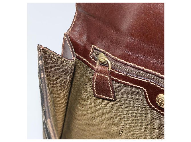 Borsa a mano in tela Zucca FENDI nera e marrone Auth 159734 Nero - vista 22