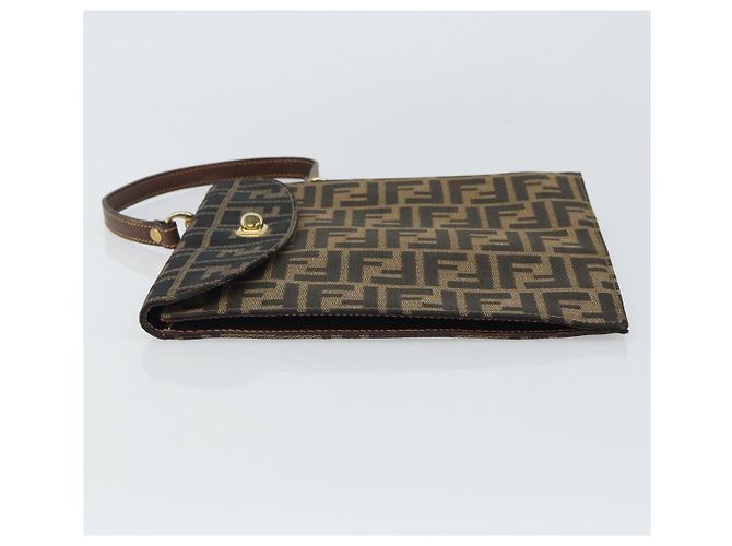 Borsa a mano in tela Zucca FENDI nera e marrone Auth 159734 Nero - vista 4