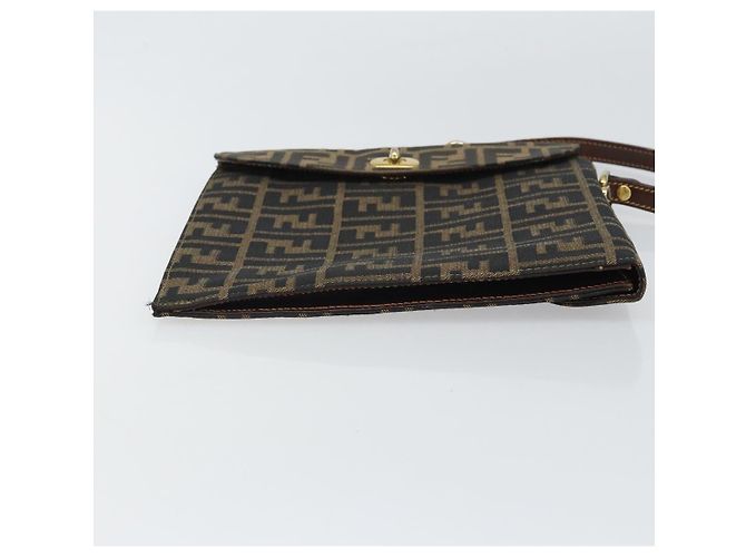 Borsa a mano in tela Zucca FENDI nera e marrone Auth 159734 Nero - vista 5