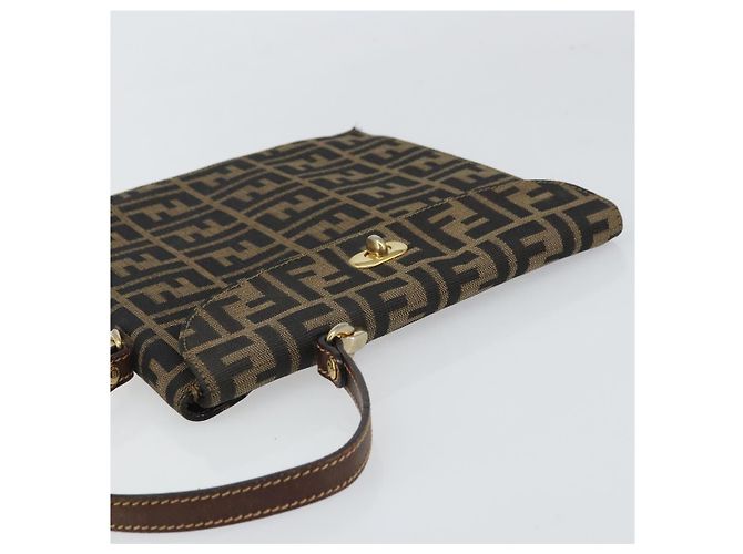 Borsa a mano in tela Zucca FENDI nera e marrone Auth 159734 Nero - vista 6