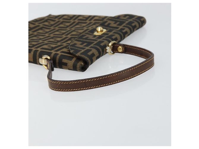 Borsa a mano in tela Zucca FENDI nera e marrone Auth 159734 Nero - vista 7
