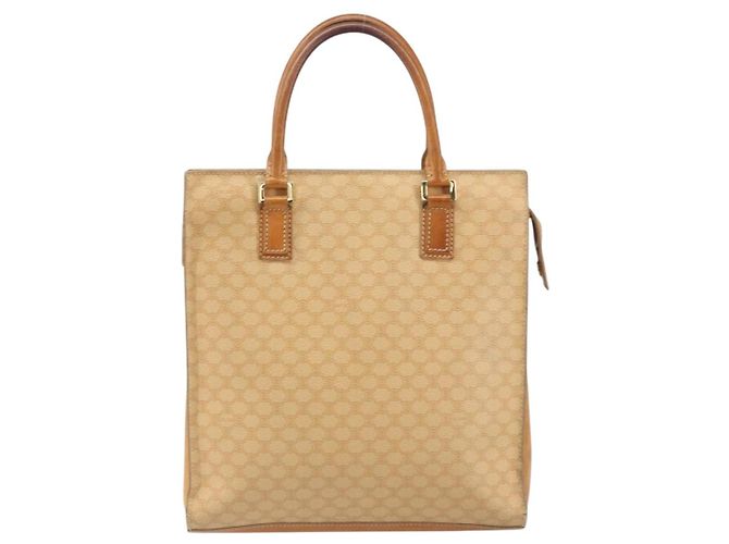 Céline Borsa a mano in tela Macadam CELINE PVC Beige Oro Auth 161381 D'oro - vista 13