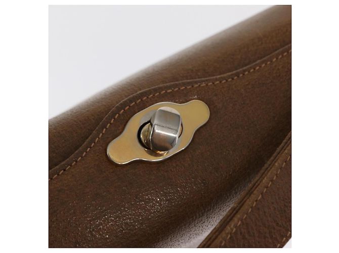 Gucci Bolsa de Ombro de Couro Marrom Dourado Auth 161660 - vista 10