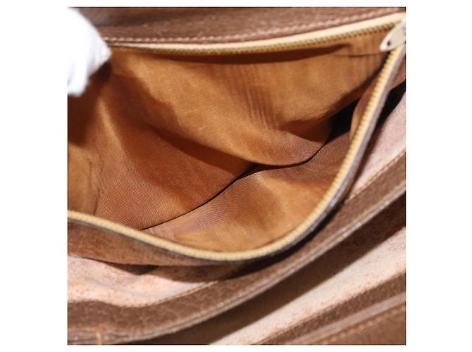 Gucci Bolsa de Ombro de Couro Marrom Dourado Auth 161660 - vista 12