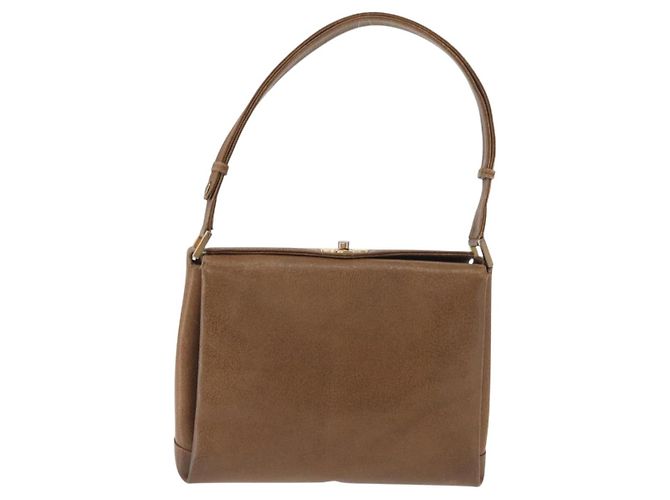 Gucci Bolsa de Ombro de Couro Marrom Dourado Auth 161660 - vista 13