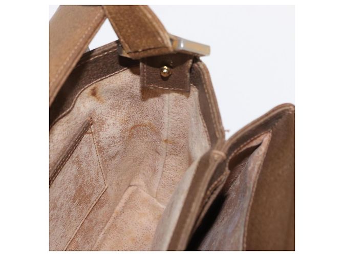Gucci Bolsa de Ombro de Couro Marrom Dourado Auth 161660 - vista 19