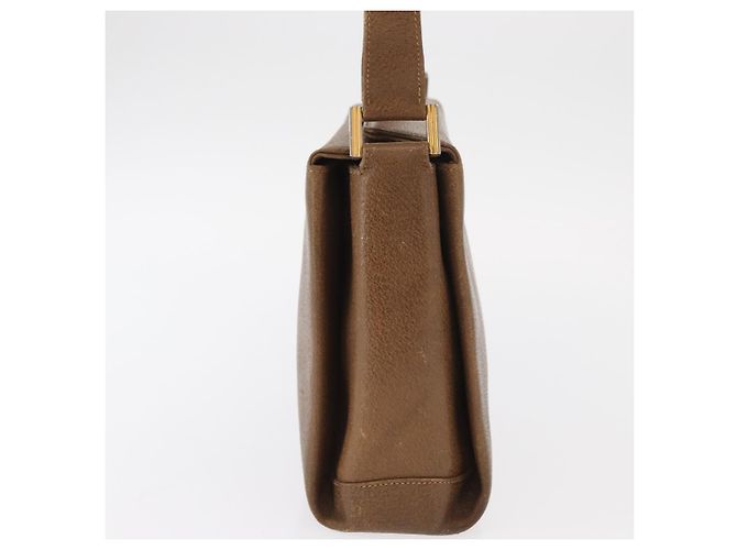 Gucci Bolsa de Ombro de Couro Marrom Dourado Auth 161660 - vista 3