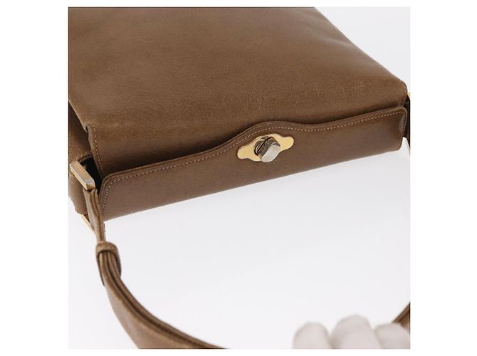 Gucci Bolsa de Ombro de Couro Marrom Dourado Auth 161660 - vista 6