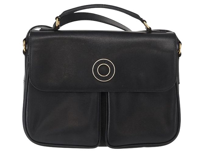 Céline Borsa a Spalla CELINE Circle in Pelle Nera e Oro Auth 161504 Nero D'oro - vista 13