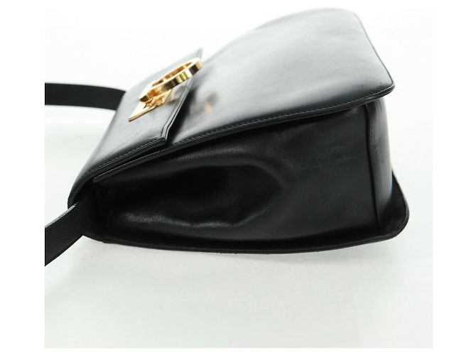 Borsa a Spalla Gancini in Pelle Nera e Oro Salvatore Ferragamo Auth 160020 Nero D'oro - vista 3