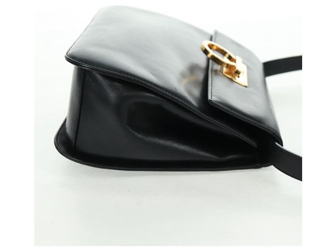 Borsa a Spalla Gancini in Pelle Nera e Oro Salvatore Ferragamo Auth 160020 Nero D'oro - vista 4
