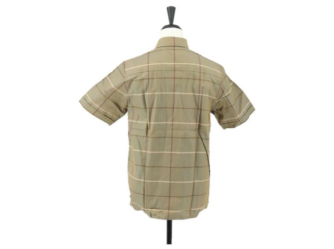 Camisa de manga corta de algodón beige con estampado Nova Check de Burberrys Auth am10420 - vista 2