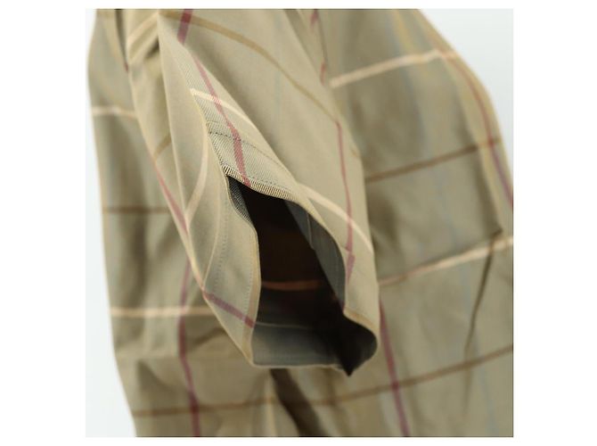 Camisa de manga corta de algodón beige con estampado Nova Check de Burberrys Auth am10420 - vista 5