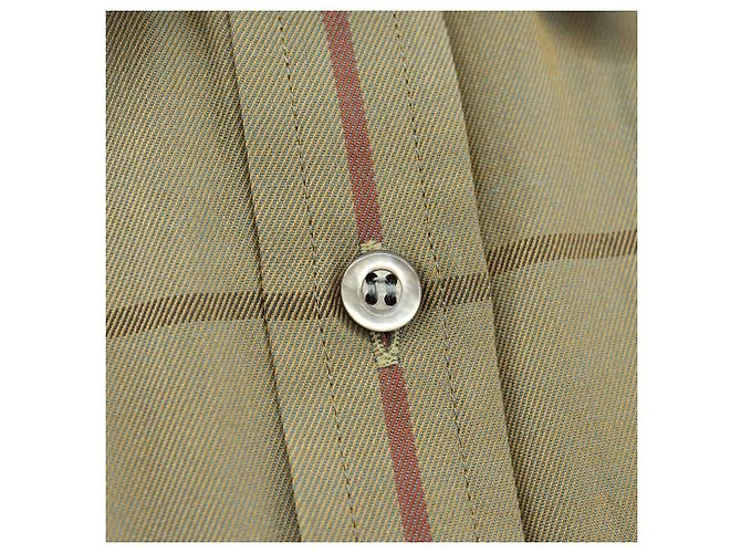 Camisa de manga corta de algodón beige con estampado Nova Check de Burberrys Auth am10420 - vista 7