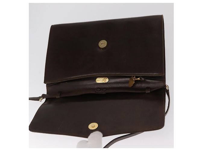 Borsa a Spalla in Pelle Marrone Scuro Gucci Oro 406 004 2008 Auth 161069 D'oro - vista 10