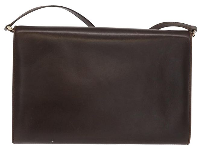 Borsa a Spalla in Pelle Marrone Scuro Gucci Oro 406 004 2008 Auth 161069 D'oro - vista 2